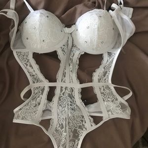 White a Rhinestone Spencer’s Lingerie